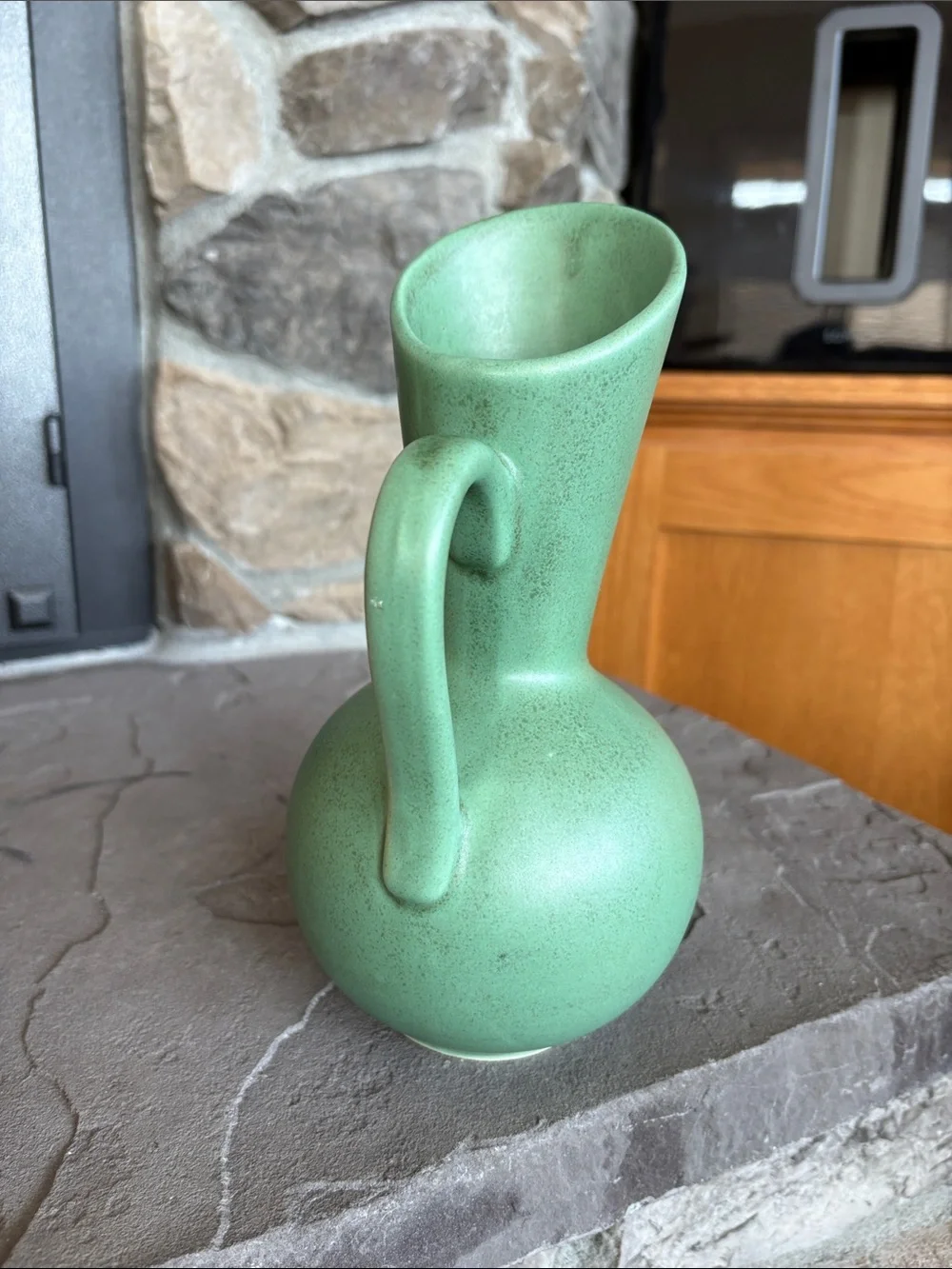 Vintage Royal Haeger Matte Green Ceramic Pitcher, MCM Vase 9 in height